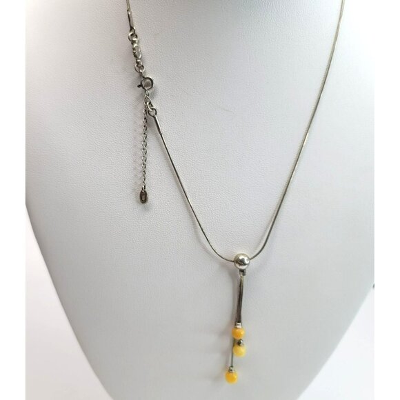 Vintage Sterling Silver Snake Dangle Bead Slide Chain 925 16.5"+Extender CT27 - Picture 8 of 8